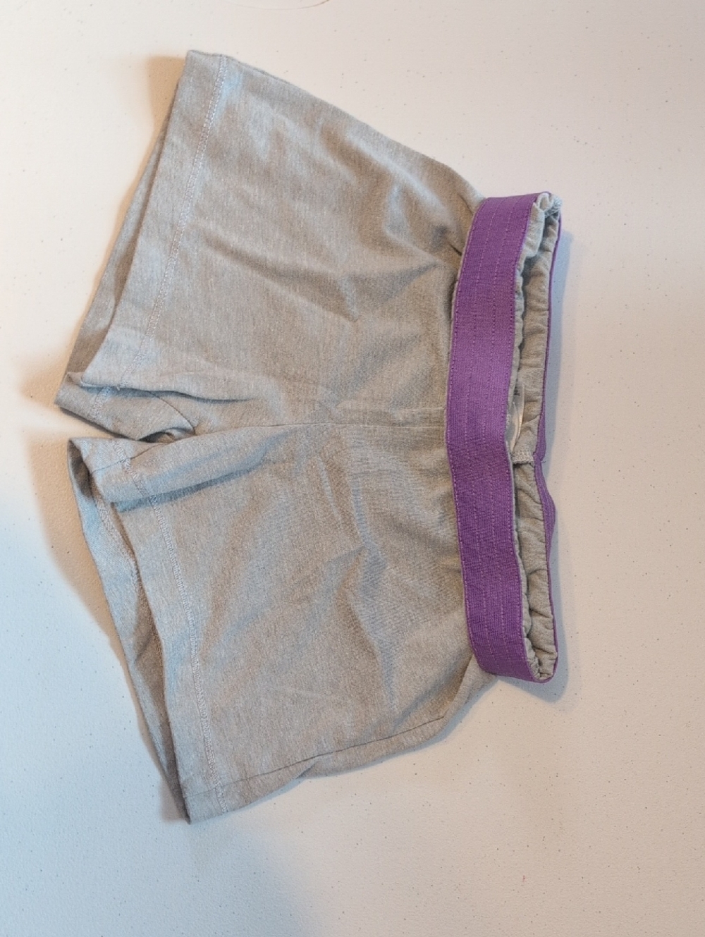 wonder nation Gray Knit Shorts with Purple Elastic Waistband